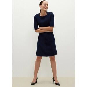 MM LaFleur The Emily Dress Size 6 Navy Blue Short Sleeve Shift Business Career